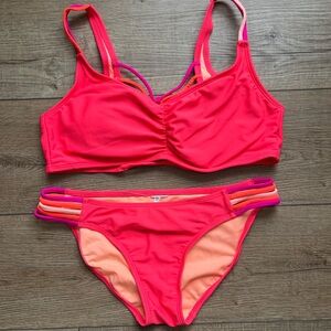 Vibrant Pink and Orange Women's Bikini Set